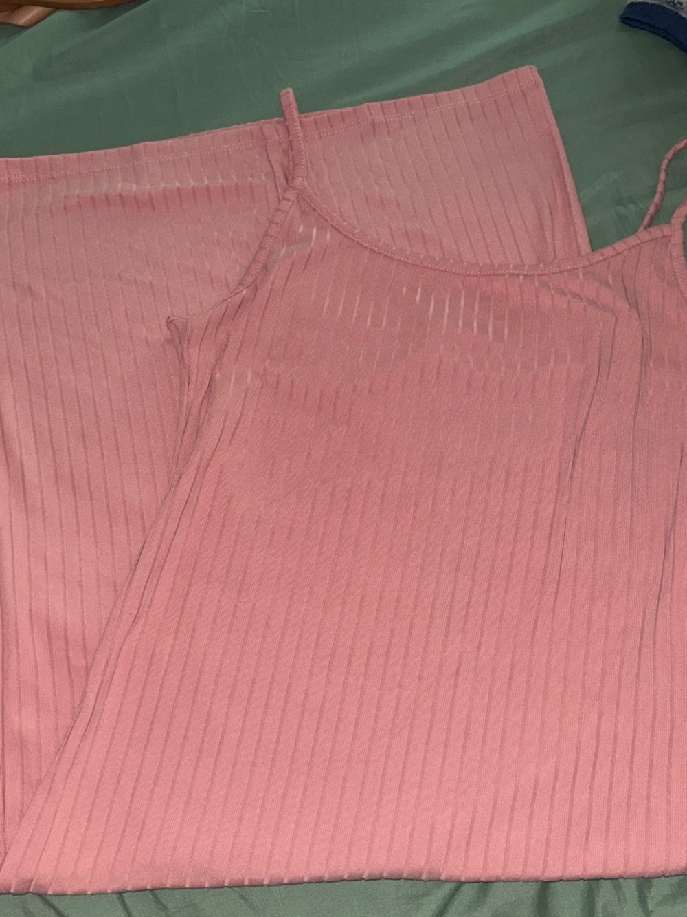 Pink Ribbed Tank Dress